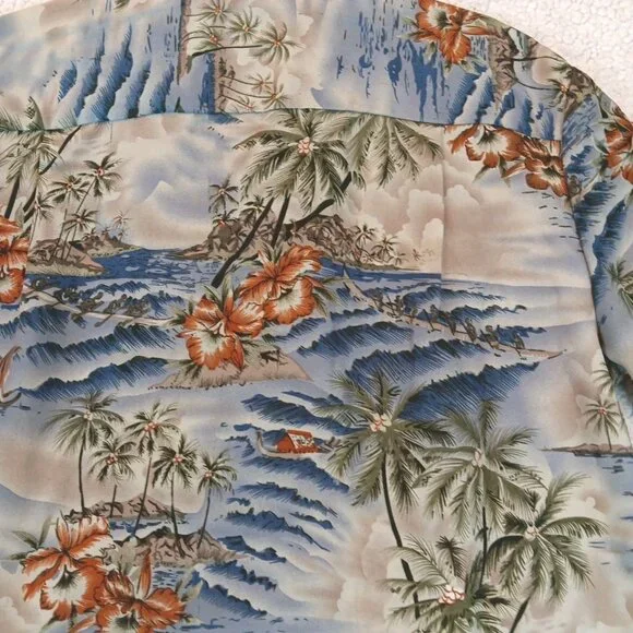 Hawaiian Tropical Men's Button Front Shirt Medium Colorful Floral multicolor Top - Picture 9 of 11